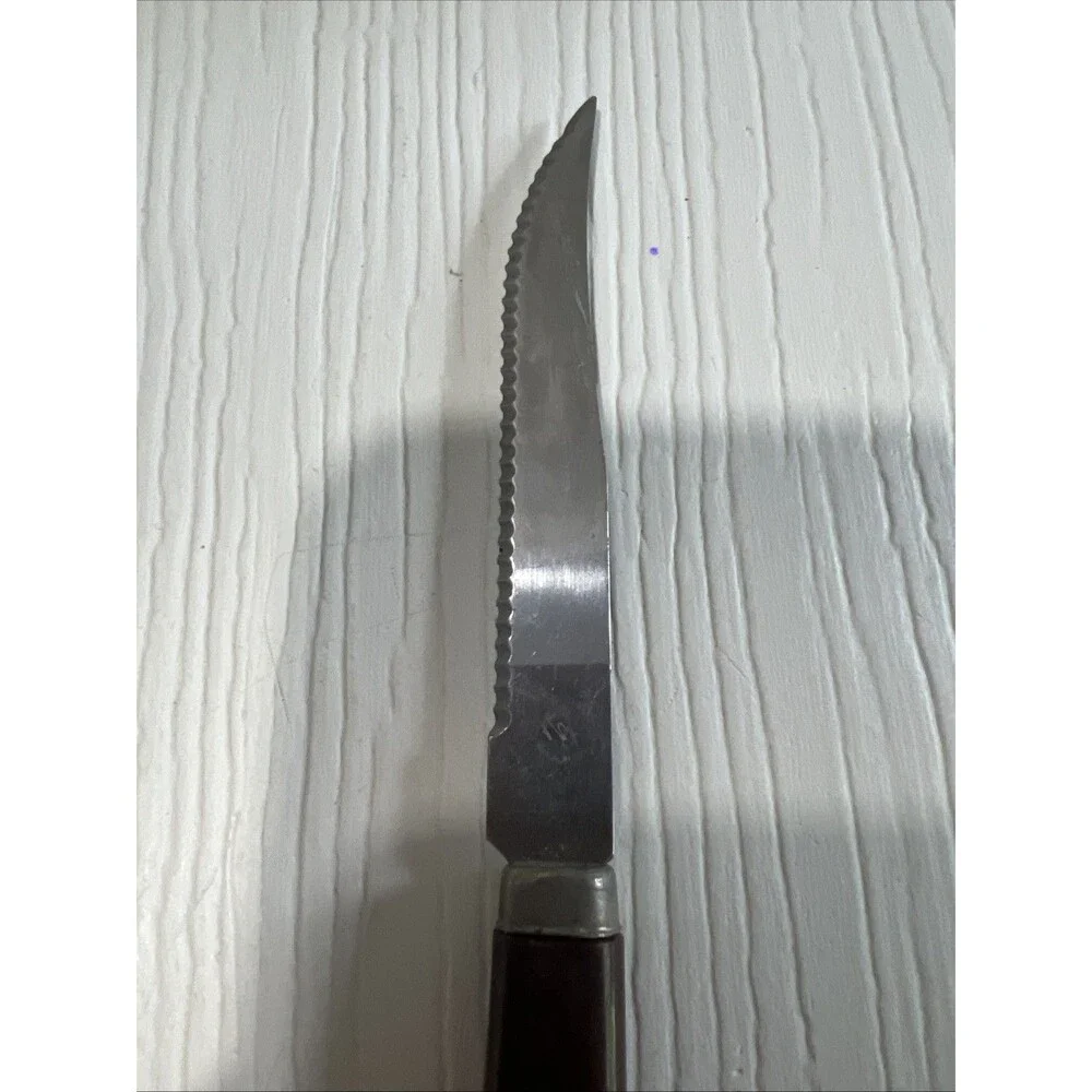 Vintage Quikut Steak Knives Stainless Steel ︱ Brown Handle︱ USA